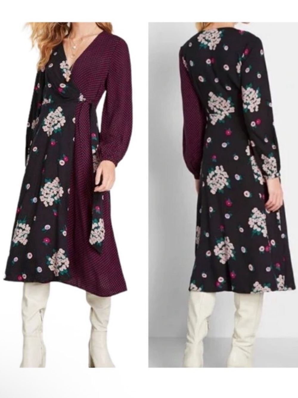 EMILY AND FIN Not Taking Sides Wrap Cotton Dress L